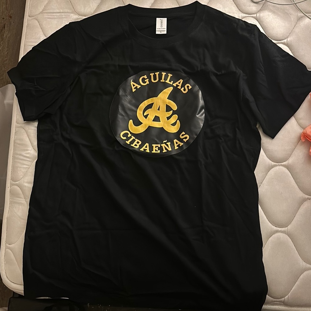 Águilas Cibaeñas Black T-Shirt with Gold Emblem